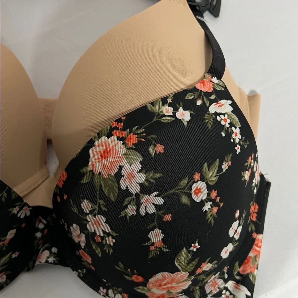 Rene Rofe Black and Cream Floral Bra - Picture 2 of 4